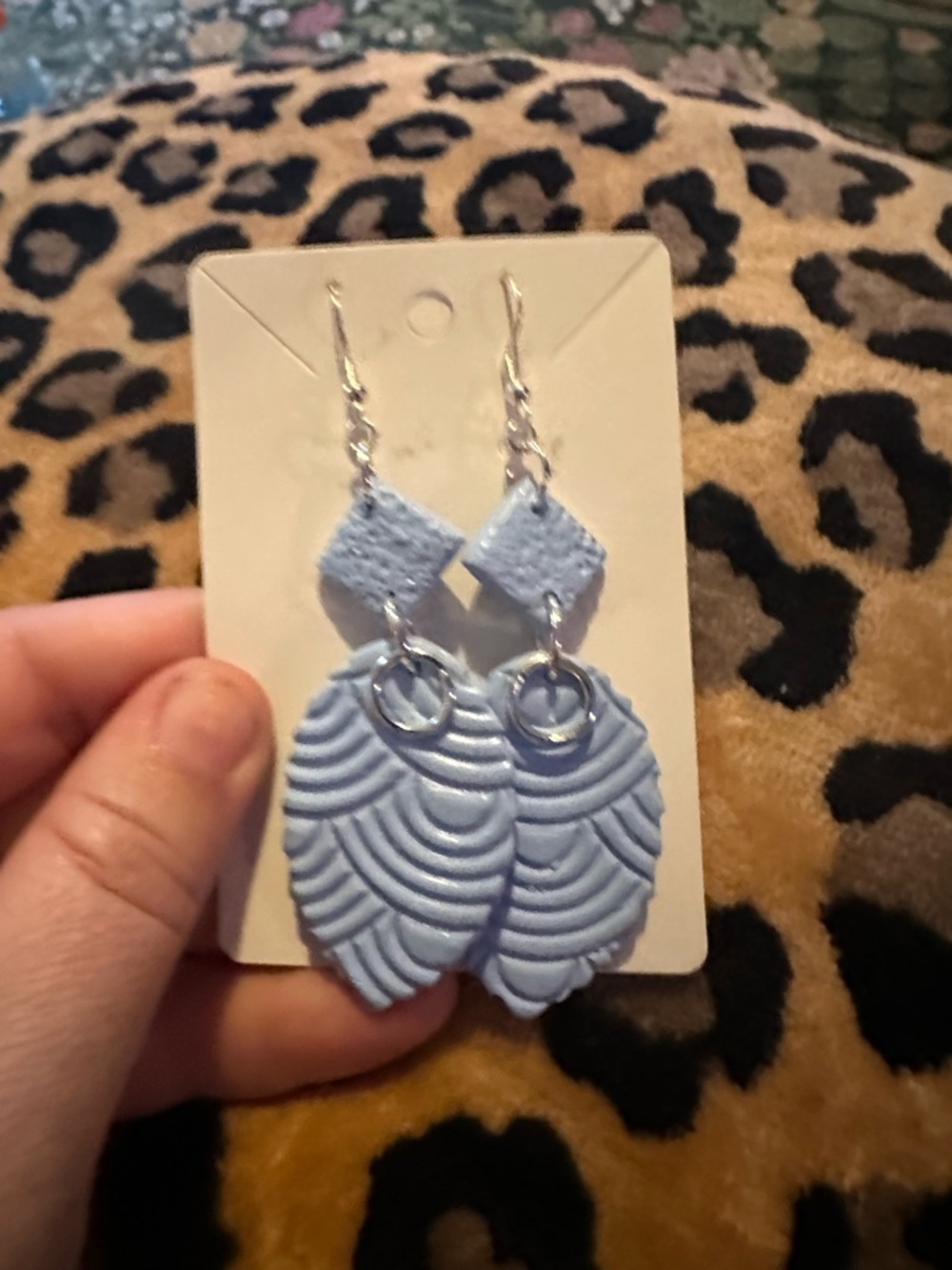 Light Blue Statement Leaf Drop Earrings - Women Jewelry